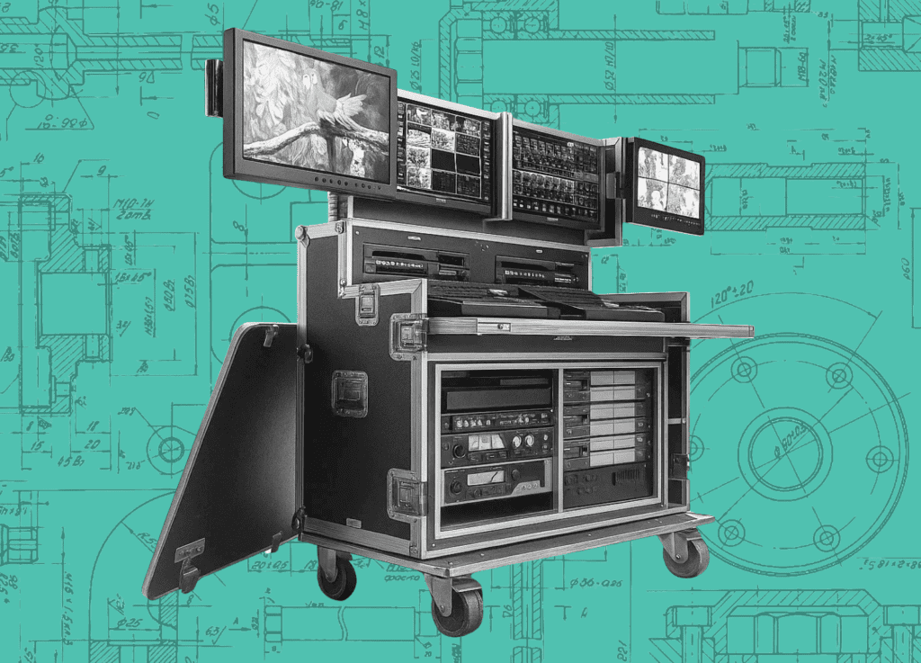 flip out screen workstation case